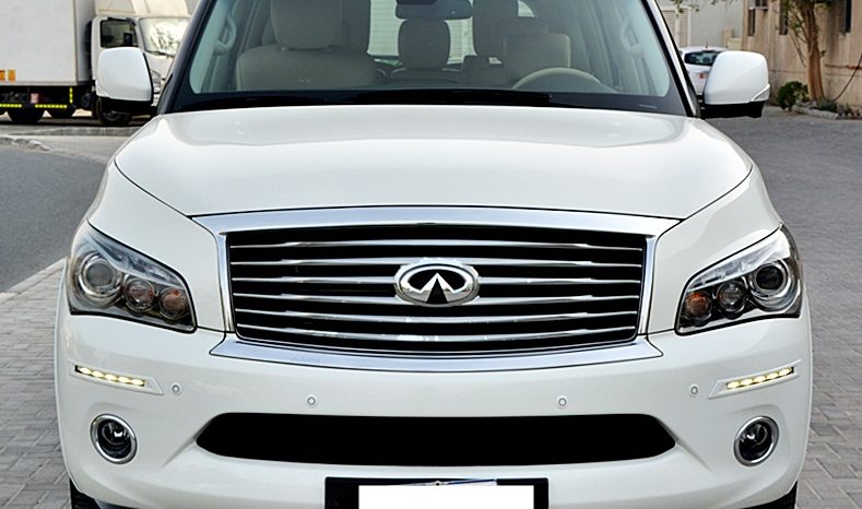 Infiniti QX80″ White 2014 GCC Full Options Car FSH Accident Free 0% D,P  call @ 052 1293134 full